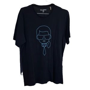 Karl Lagerfeld Men’s Shirt Black w/ Neon Blue Medium